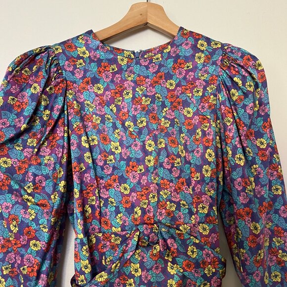 Rotate Birger Christensen Puff Sleeve Floral Mini Dress | Size 4 - Picture 3 of 10